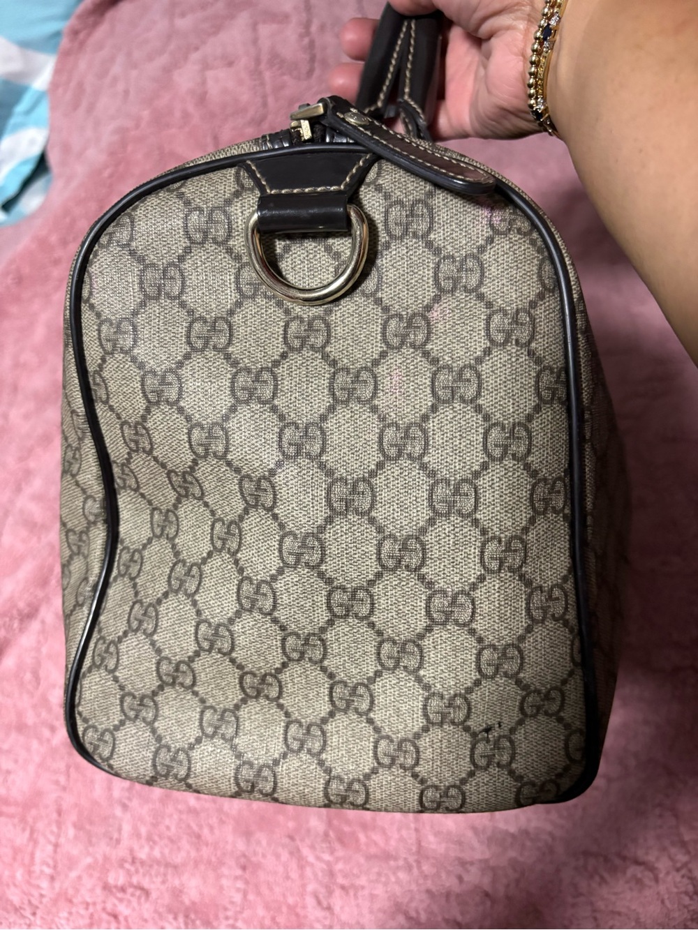 Gucci Beige Monogram Canvas Satchel with Dark Brown Trim - Picture 4 of 14